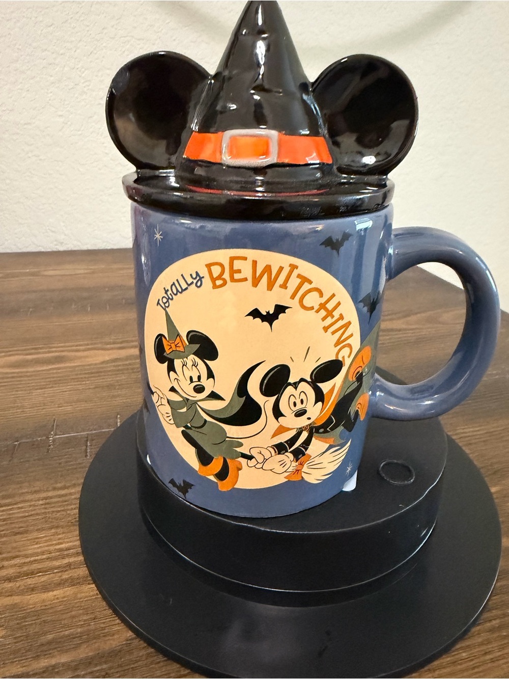 Disney Mickey & Minnie 'Totally Bewitching' Blue Ceramic Halloween Mug with Lid